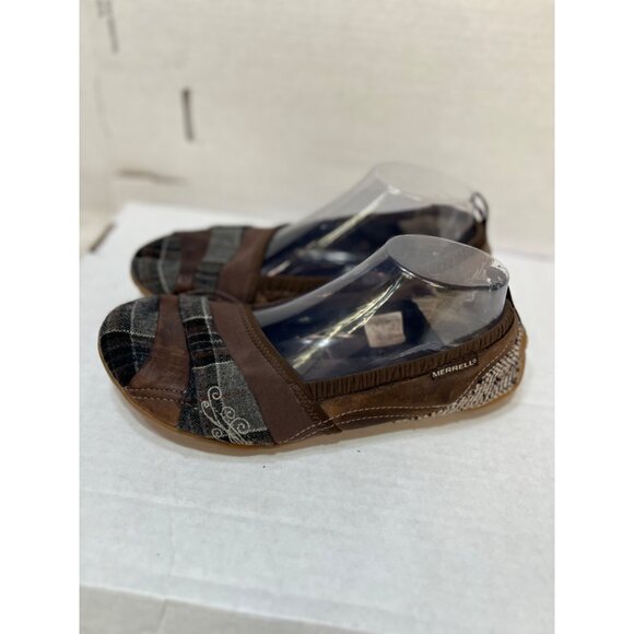 Merrell Delight glove wool Bracken Womens Patchwork Flats Brown & Plaid Slip-On - Picture 5 of 8